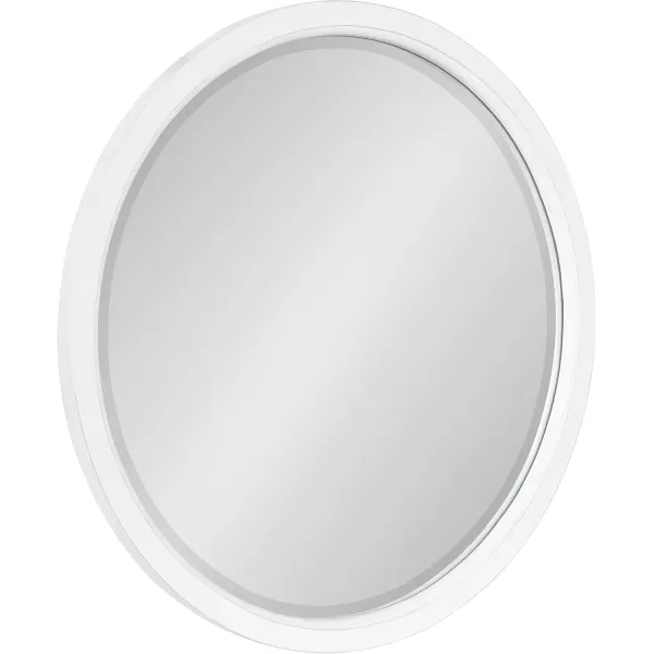 imageKate and Laurel Hogan Farmhouse Round Wall Mirror 32 Inch Diameter Walnut Brown Sophisticated Modern Mirror for WallWhite