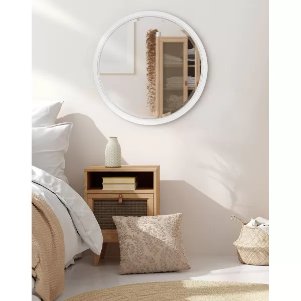 imageKate and Laurel Hogan Farmhouse Round Wall Mirror 32 Inch Diameter Walnut Brown Sophisticated Modern Mirror for WallWhite