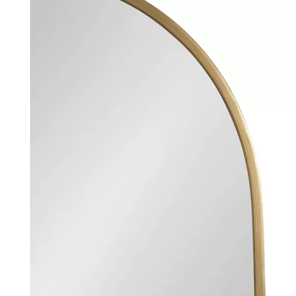 imageKate and Laurel Schuyler Arched Wall Mirror with Hooks 20 x 31 Gold and Natural Wood Decorative Modern Mirror with Hooks for Storage and DisplayNaturalGold