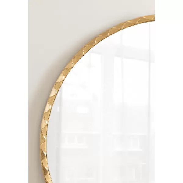 imageKate and Laurel Sebecka Modern Scalloped Round Mirror 26 Inch Diameter Gold Decorative Circle Wall Mirror with Unique Rippled Edge for Use as Vanity Bathroom Mirror or Bedroom Mirror Accent