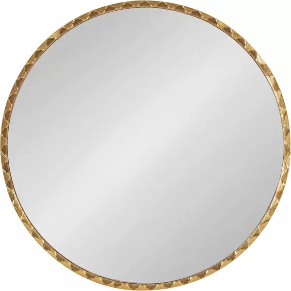 imageKate and Laurel Sebecka Modern Scalloped Round Mirror 26 Inch Diameter Gold Decorative Circle Wall Mirror with Unique Rippled Edge for Use as Vanity Bathroom Mirror or Bedroom Mirror Accent