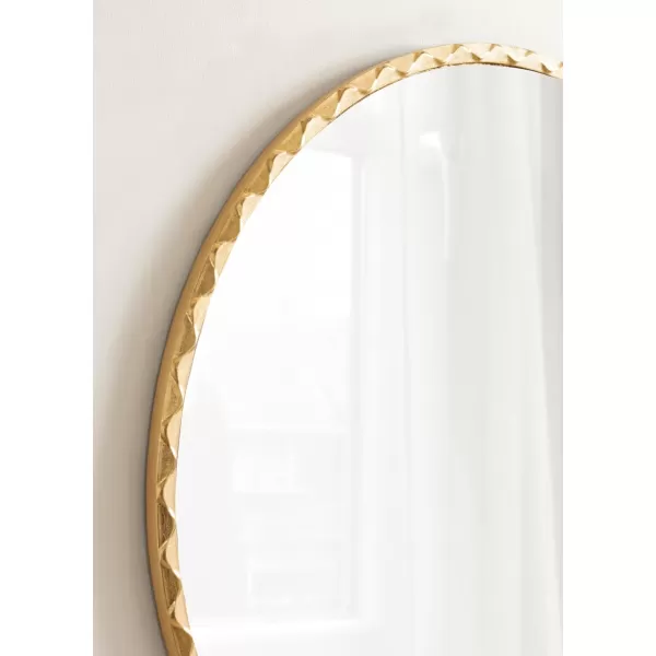 imageKate and Laurel Sebecka Modern Scalloped Round Mirror 26 Inch Diameter Gold Decorative Circle Wall Mirror with Unique Rippled Edge for Use as Vanity Bathroom Mirror or Bedroom Mirror Accent