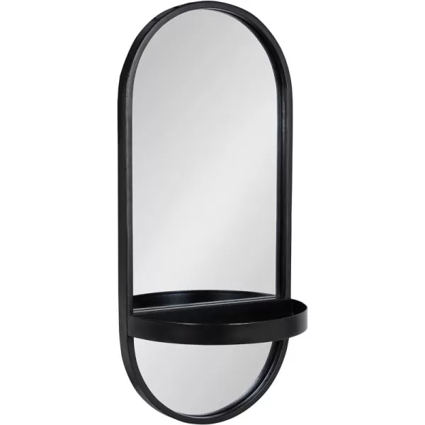 imageKate and Laurel Estero Modern Metal Oval Mirror with Rounded Shelf 11 x 25 Gold Decorative Modern Glam Capsule Shelf Mirror for Storage and DisplayBlack