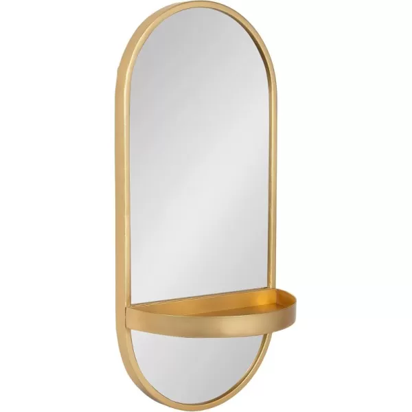 imageKate and Laurel Estero Modern Metal Oval Mirror with Rounded Shelf 11 x 25 Gold Decorative Modern Glam Capsule Shelf Mirror for Storage and DisplayGold