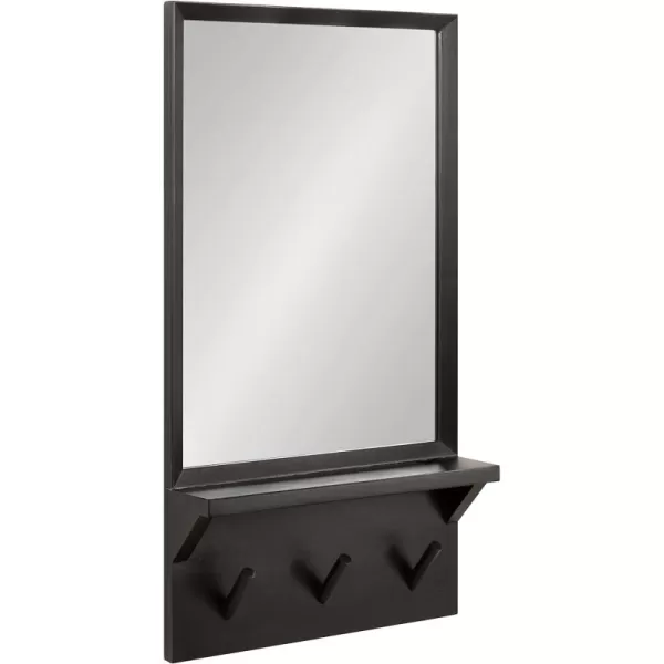 imageKate and Laurel Hinter MidCentury Wood Framed Pub Mirror 36 x 24 Walnut Modern Wall Organizer with Mirror and Five HooksBlack