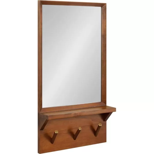 imageKate and Laurel Hinter MidCentury Wood Framed Pub Mirror 36 x 24 Walnut Modern Wall Organizer with Mirror and Five HooksWalnut Brown