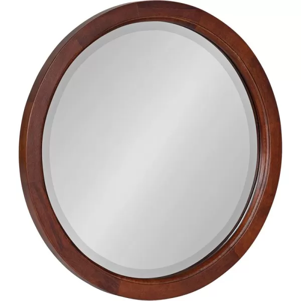 imageKate and Laurel Hogan Farmhouse Round Wall Mirror 32 Inch Diameter Walnut Brown Sophisticated Modern Mirror for WallWalnut Brown