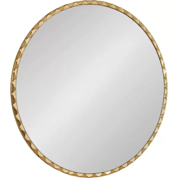 imageKate and Laurel Sebecka Modern Scalloped Round Mirror 26 Inch Diameter Gold Decorative Circle Wall Mirror with Unique Rippled Edge for Use as Vanity Bathroom Mirror or Bedroom Mirror Accent