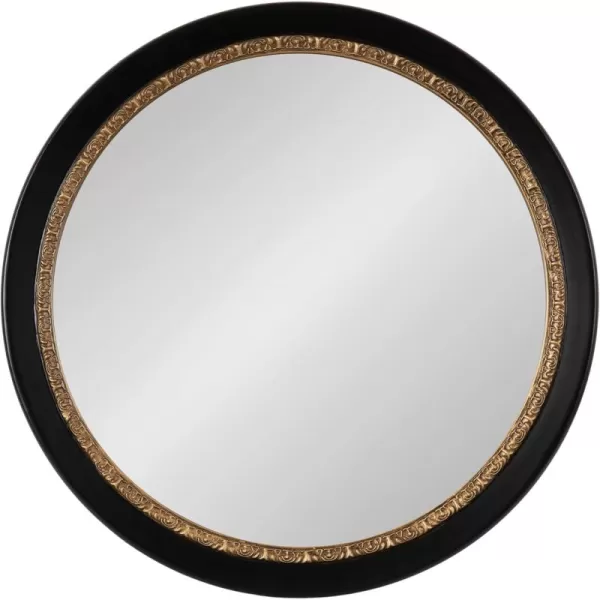 imageKate and Laurel Wildomar Decorative Ornate Round Mirror 26 Inch Diameter Black Traditional Ornate Circle Mirror with Carved Detail Design for Bathroom Mirror for Over Sink