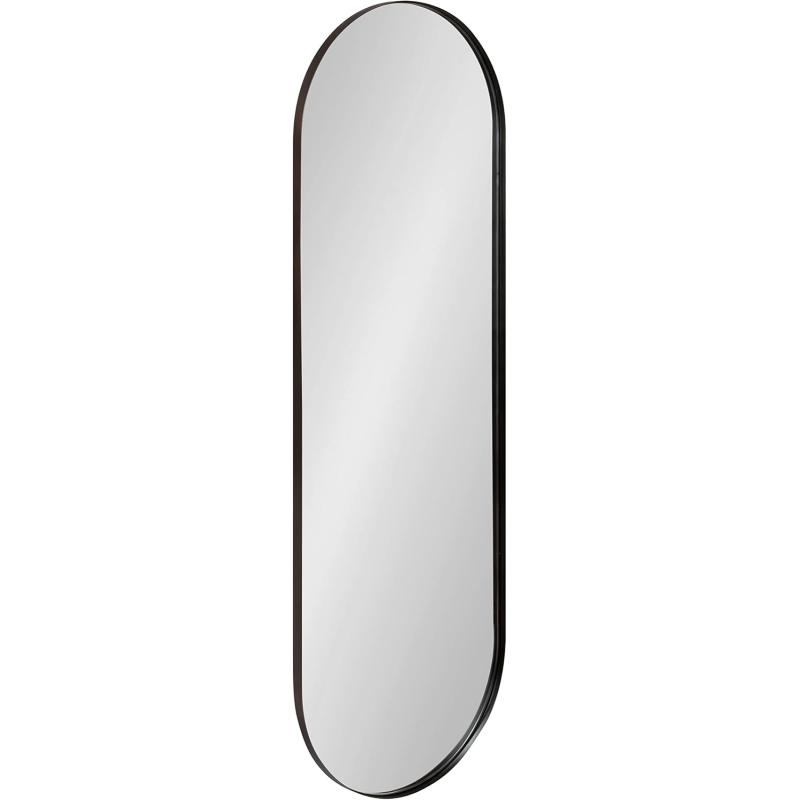 imageKate and Laurel Rollo Midcentury Capsule Wall Mirror 16 x 48 Gold Decorative Full Length Oval Mirror for WallBronze