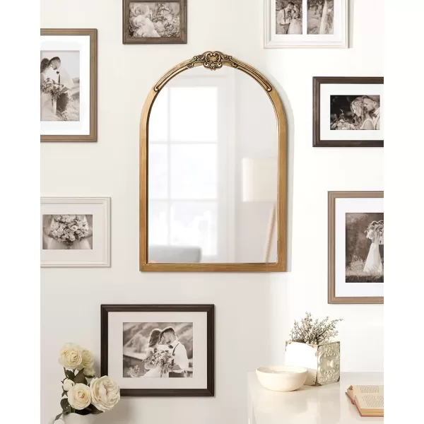 imageKate and Laurel Astrid Arched Ornate Mirror 20 x 30 Antique Gold Traditional Decorative Arch Wall Mirror for Home Decor