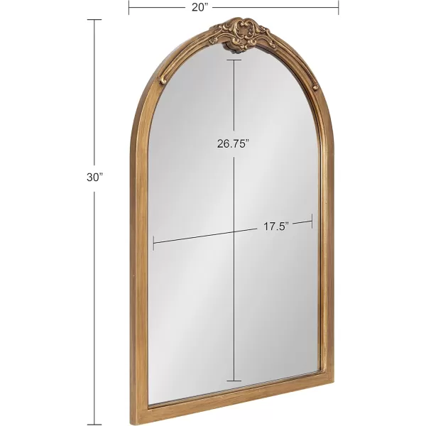 imageKate and Laurel Astrid Arched Ornate Mirror 20 x 30 Antique Gold Traditional Decorative Arch Wall Mirror for Home Decor