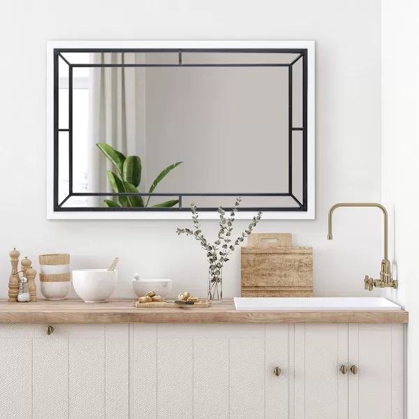 imageKate and Laurel Audubon Farmhouse Wall Mirror 24 x 36 Rustic Brown Decorative Rectangle Mirror for WallWhite