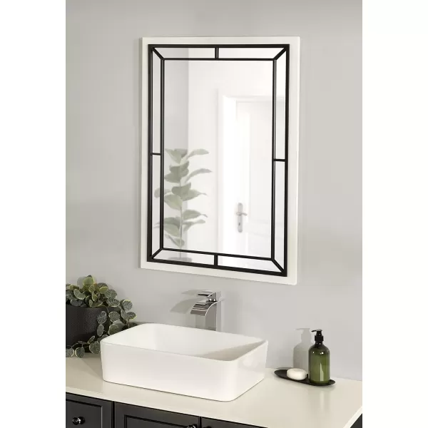 imageKate and Laurel Audubon Farmhouse Wall Mirror 24 x 36 Rustic Brown Decorative Rectangle Mirror for WallWhite