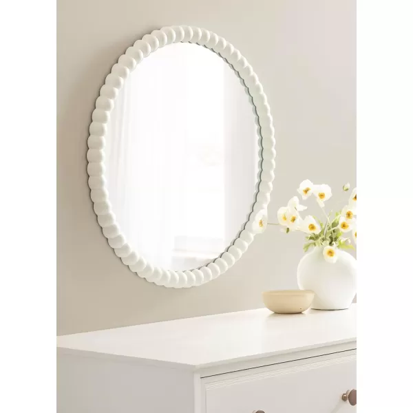 imageKate and Laurel Bronte Modern Glam Round Beaded Wall Mirror 28 Inch Diameter White Transitional Circle Mirror for Use as Vanity Bathroom Mirror or Cute Nursery Mirror Decor