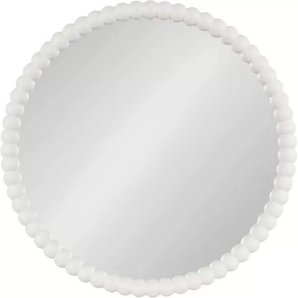 imageKate and Laurel Bronte Modern Glam Round Beaded Wall Mirror 28 Inch Diameter White Transitional Circle Mirror for Use as Vanity Bathroom Mirror or Cute Nursery Mirror Decor