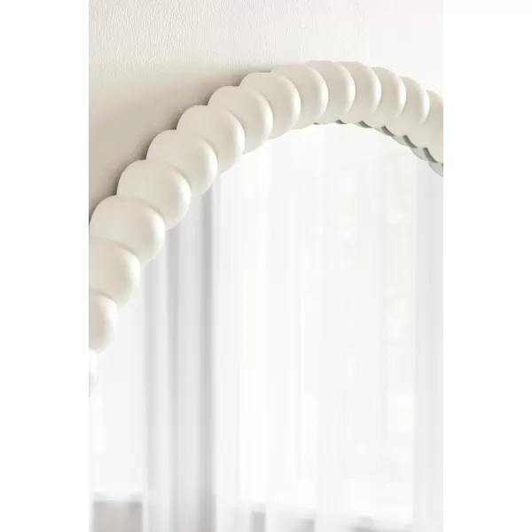 imageKate and Laurel Bronte Modern Glam Round Beaded Wall Mirror 28 Inch Diameter White Transitional Circle Mirror for Use as Vanity Bathroom Mirror or Cute Nursery Mirror Decor