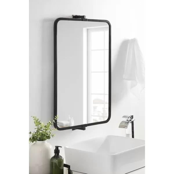 imageKate and Laurel Elijah Modern Rectangular Pivot Wall Mirror 38 x 24 Black Decorative Adjustable Mirror for WallBlack