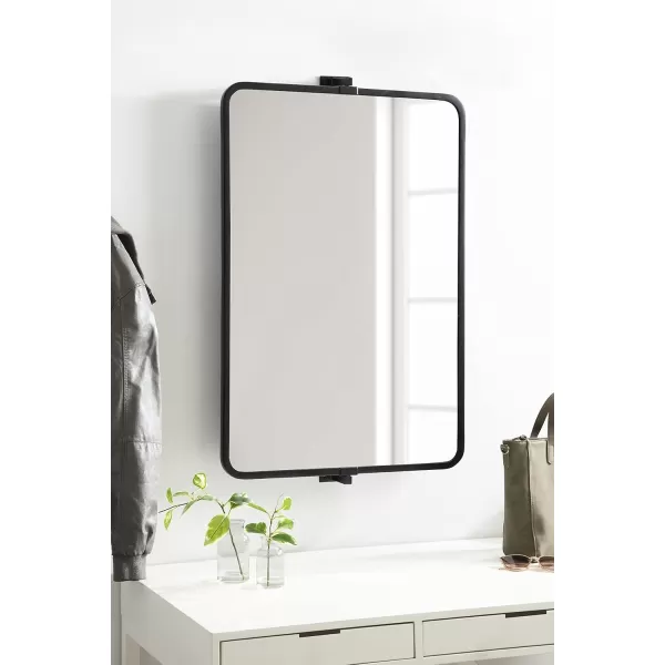 imageKate and Laurel Elijah Modern Rectangular Pivot Wall Mirror 38 x 24 Black Decorative Adjustable Mirror for WallBlack