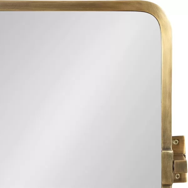 imageKate and Laurel Elijah Modern Rectangular Pivot Wall Mirror 38 x 24 Black Decorative Adjustable Mirror for WallGold