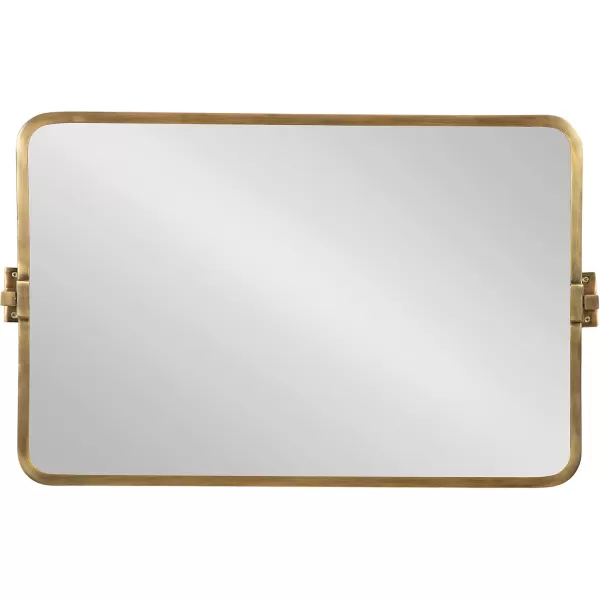 imageKate and Laurel Elijah Modern Rectangular Pivot Wall Mirror 38 x 24 Black Decorative Adjustable Mirror for WallGold