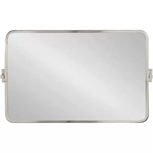 imageKate and Laurel Elijah Modern Rectangular Pivot Wall Mirror 38 x 24 Black Decorative Adjustable Mirror for WallSilver