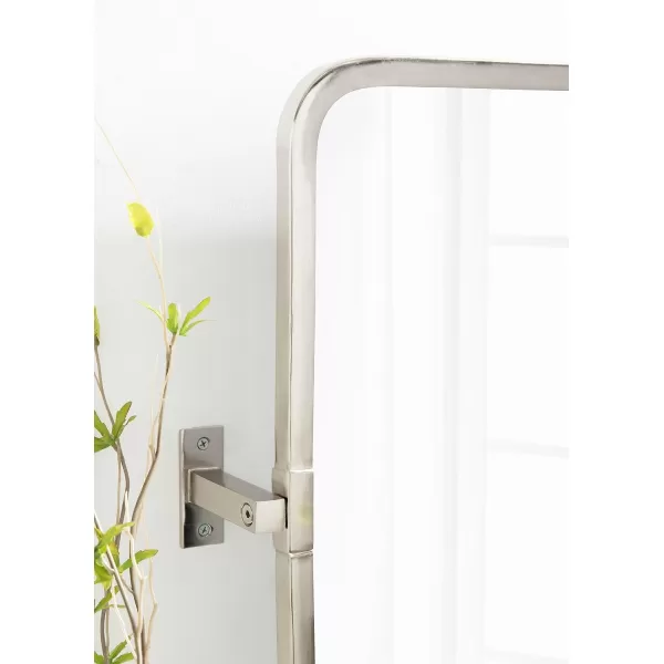 imageKate and Laurel Elijah Modern Rectangular Pivot Wall Mirror 38 x 24 Black Decorative Adjustable Mirror for WallSilver