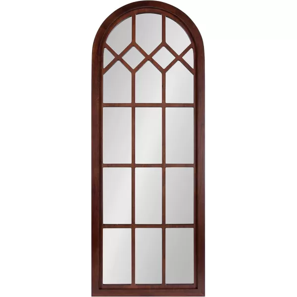 imageKate and Laurel Gilcrest Traditional Arch Wood Framed Windowpane Wall Mirror 18 x 47 Walnut Brown Farmhouse Decorative MirrorWalnut Brown