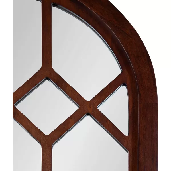 imageKate and Laurel Gilcrest Traditional Arch Wood Framed Windowpane Wall Mirror 18 x 47 Walnut Brown Farmhouse Decorative MirrorWalnut Brown