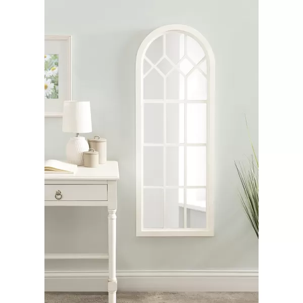imageKate and Laurel Gilcrest Traditional Arch Wood Framed Windowpane Wall Mirror 18 x 47 Walnut Brown Farmhouse Decorative MirrorWhite