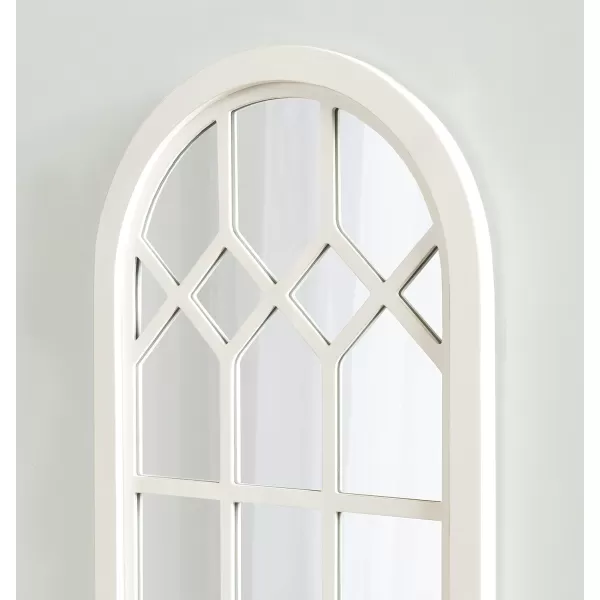 imageKate and Laurel Gilcrest Traditional Arch Wood Framed Windowpane Wall Mirror 18 x 47 Walnut Brown Farmhouse Decorative MirrorWhite