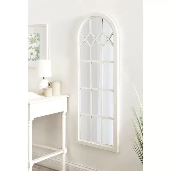 imageKate and Laurel Gilcrest Traditional Arch Wood Framed Windowpane Wall Mirror 18 x 47 Walnut Brown Farmhouse Decorative MirrorWhite