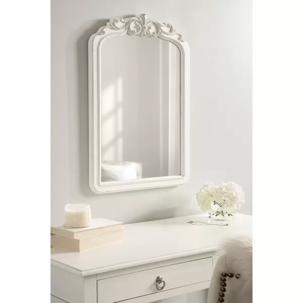 imageKate and Laurel Jenelle Traditional Framed Baroque Mirror 20 x 30 White Distressed Antique Inspired Framed Wall Mirror with Ornate Garland CrownWhite