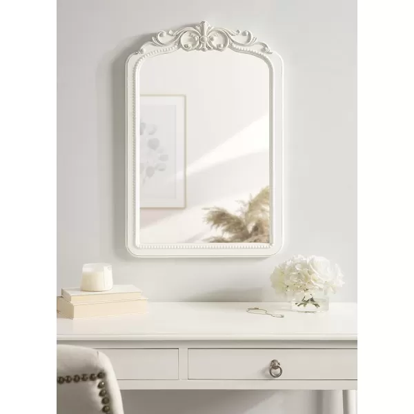 imageKate and Laurel Jenelle Traditional Framed Baroque Mirror 20 x 30 White Distressed Antique Inspired Framed Wall Mirror with Ornate Garland CrownWhite