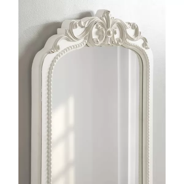 imageKate and Laurel Jenelle Traditional Framed Baroque Mirror 20 x 30 White Distressed Antique Inspired Framed Wall Mirror with Ornate Garland CrownWhite