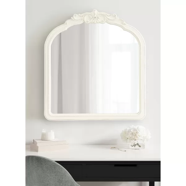 imageKate and Laurel Jenelle Traditional Framed Baroque Mirror 20 x 30 White Distressed Antique Inspired Framed Wall Mirror with Ornate Garland CrownWhite