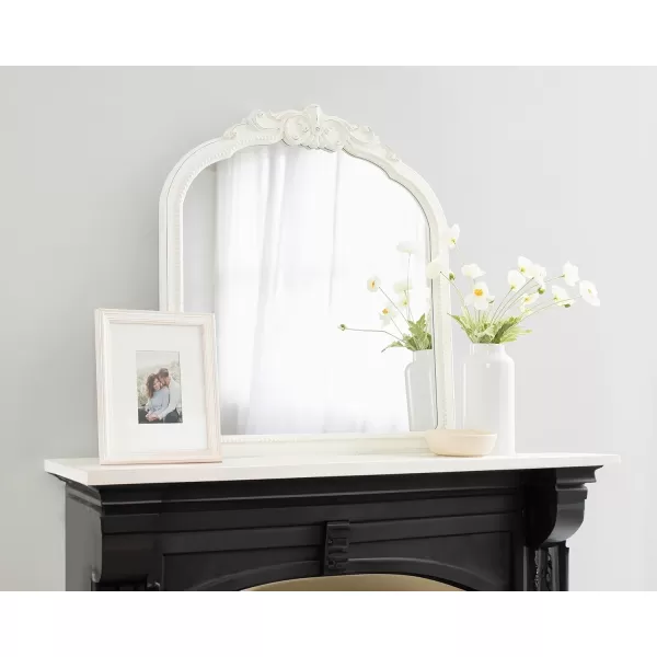 imageKate and Laurel Jenelle Traditional Framed Baroque Mirror 20 x 30 White Distressed Antique Inspired Framed Wall Mirror with Ornate Garland CrownWhite