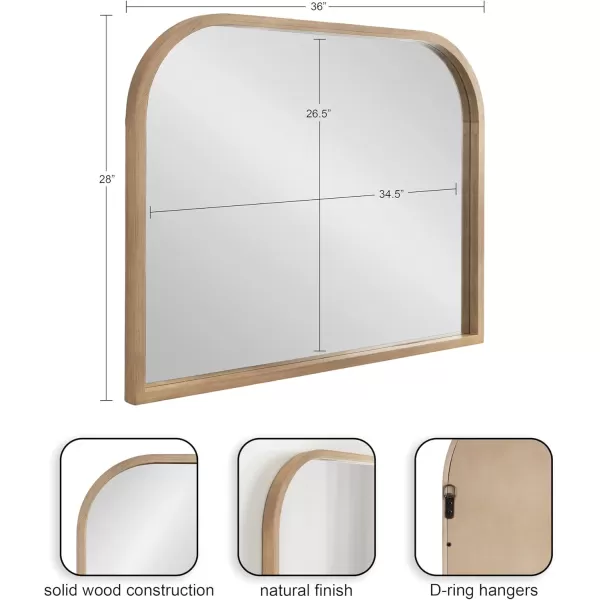 imageKate and Laurel Occonor Modern Wooden Arched Mirror 36 x 28 Natural Transitional Arch Wall Mirror with Geometric Shape for Use as Bathroom Mirror for Vanity or Fireplace Mantel MirrorNatural