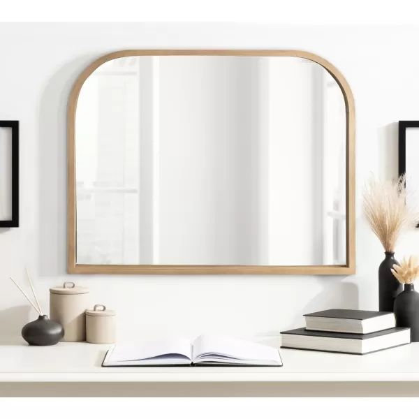 imageKate and Laurel Occonor Modern Wooden Arched Mirror 36 x 28 Natural Transitional Arch Wall Mirror with Geometric Shape for Use as Bathroom Mirror for Vanity or Fireplace Mantel MirrorNatural