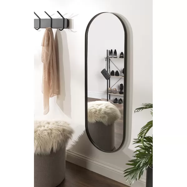 imageKate and Laurel Rollo Midcentury Capsule Wall Mirror 16 x 48 Gold Decorative Full Length Oval Mirror for WallBlack