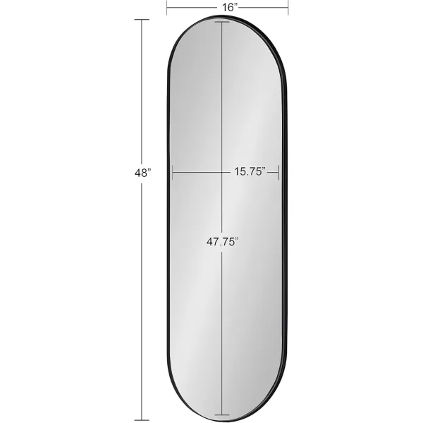 imageKate and Laurel Rollo Midcentury Capsule Wall Mirror 16 x 48 Gold Decorative Full Length Oval Mirror for WallBlack