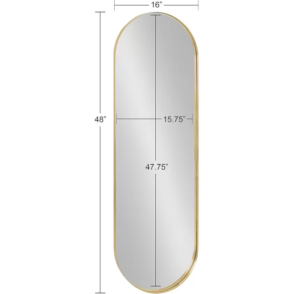 imageKate and Laurel Rollo Midcentury Capsule Wall Mirror 16 x 48 Gold Decorative Full Length Oval Mirror for WallGold