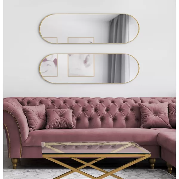 imageKate and Laurel Rollo Midcentury Capsule Wall Mirror 16 x 48 Gold Decorative Full Length Oval Mirror for WallGold