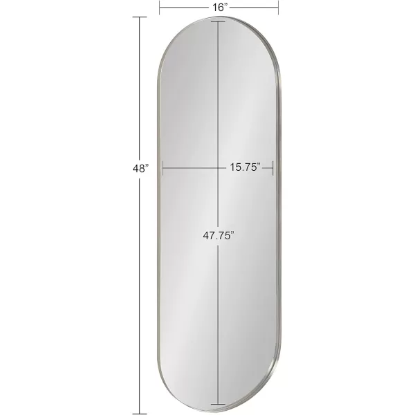 imageKate and Laurel Rollo Midcentury Capsule Wall Mirror 16 x 48 Gold Decorative Full Length Oval Mirror for WallSilver