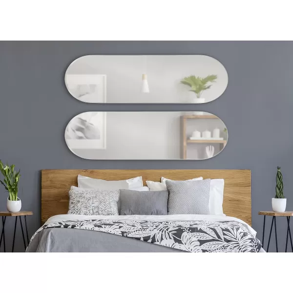 imageKate and Laurel Rollo Midcentury Capsule Wall Mirror 16 x 48 Gold Decorative Full Length Oval Mirror for WallSilver