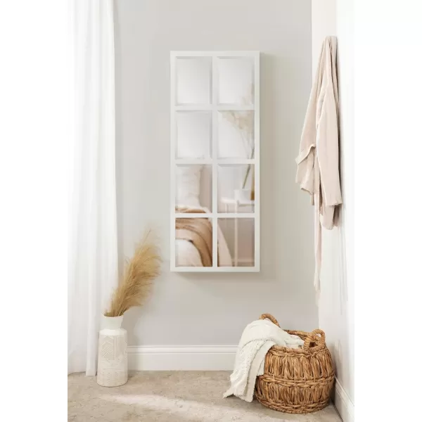 imageKate and Laurel Stryker Transitional Panel Wall Mirror 17 x 42 White Modern 8Pane Tall Window Mirror for Use as Entryway Mirror or Bedroom Mirror DecorWhite