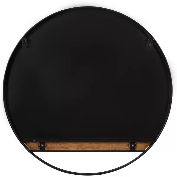 imageKate and Laurel Traymont Transitional Round Frameless Wall Mirror with Tray Shelf for Storage and Display 22quot Diameter Rustic BrownBlack