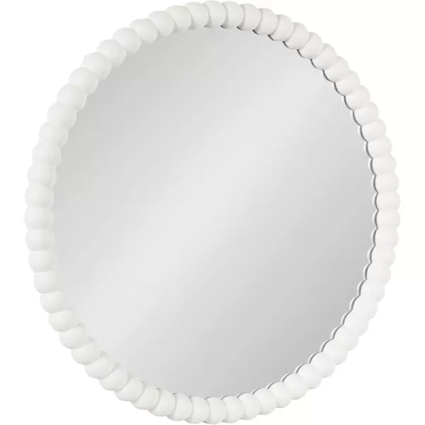 imageKate and Laurel Bronte Modern Glam Round Beaded Wall Mirror 28 Inch Diameter White Transitional Circle Mirror for Use as Vanity Bathroom Mirror or Cute Nursery Mirror Decor