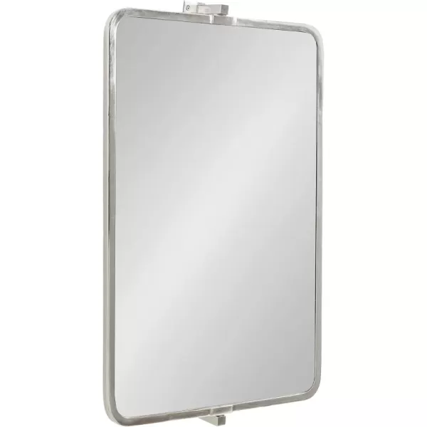 imageKate and Laurel Elijah Modern Rectangular Pivot Wall Mirror 38 x 24 Black Decorative Adjustable Mirror for WallSilver