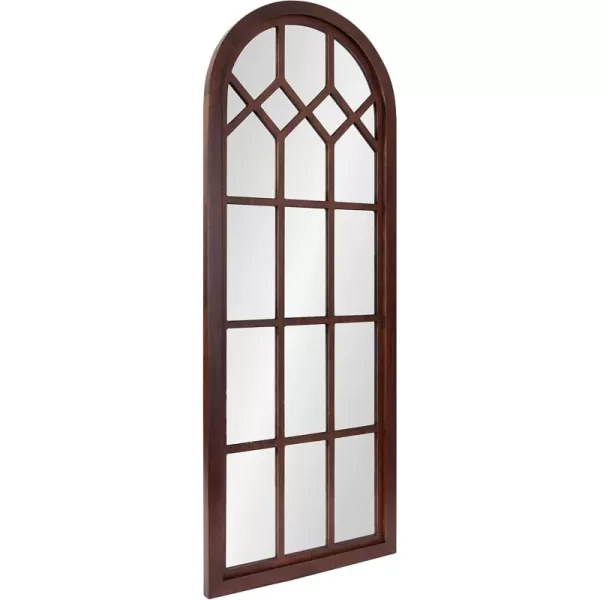 imageKate and Laurel Gilcrest Traditional Arch Wood Framed Windowpane Wall Mirror 18 x 47 Walnut Brown Farmhouse Decorative MirrorWalnut Brown